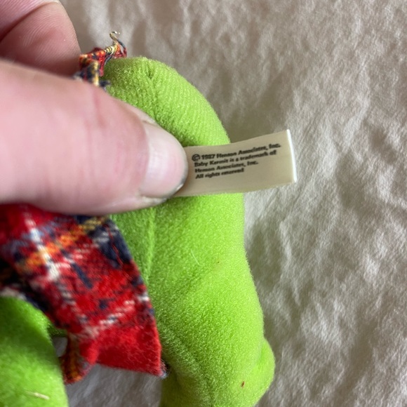 Baby Kermit The Frog Plush Stuffed Animal 1987 Vintage Henson Muppets Toy Rare - Picture 9 of 10